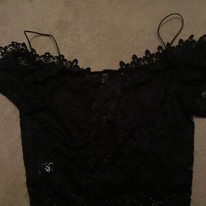Active USA Black Lace Top